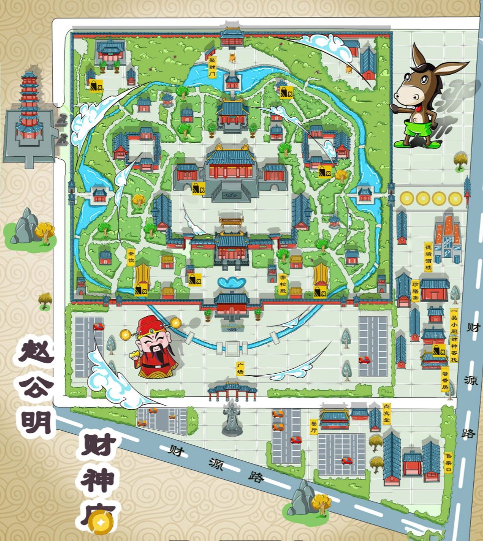 集贤寺庙类手绘地图